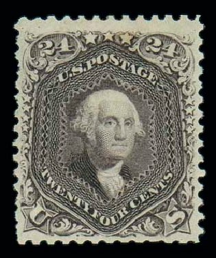 US Stamp Values Scott Catalog #109 - 1875 24c Washington Without Grill. Matthew Bennett International, Jun 2007, Sale 319, Lot 1144