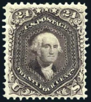Price of US Stamps Scott Cat. 109 - 24c 1875 Washington Without Grill. Harmer-Schau Auction Galleries, Aug 2011, Sale 90, Lot 1265