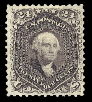 US Stamp Value Scott Cat. #109: 24c 1875 Washington Without Grill. Cherrystone Auctions, Mar 2009, Sale 200903, Lot 93