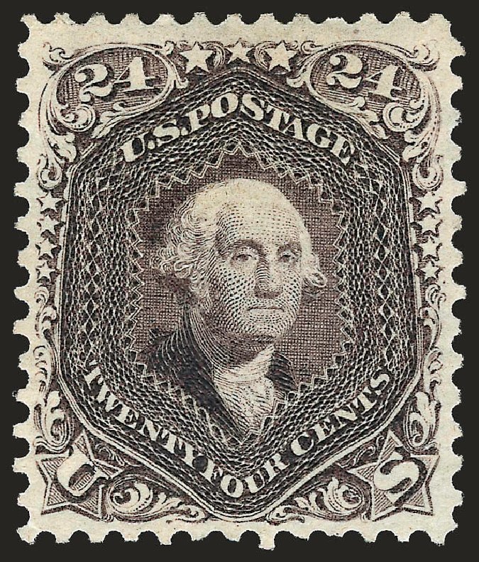 Values of US Stamps Scott Cat. #109 - 1875 24c Washington Without Grill. Robert Siegel Auction Galleries, Sep 2008, Sale 962, Lot 2373