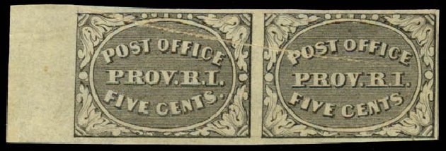 US Stamp Values Scott Catalog #10X1: 1846 5c Providence Postmasters Provisional. Daniel Kelleher Auctions, Dec 2013, Sale 640, Lot 4