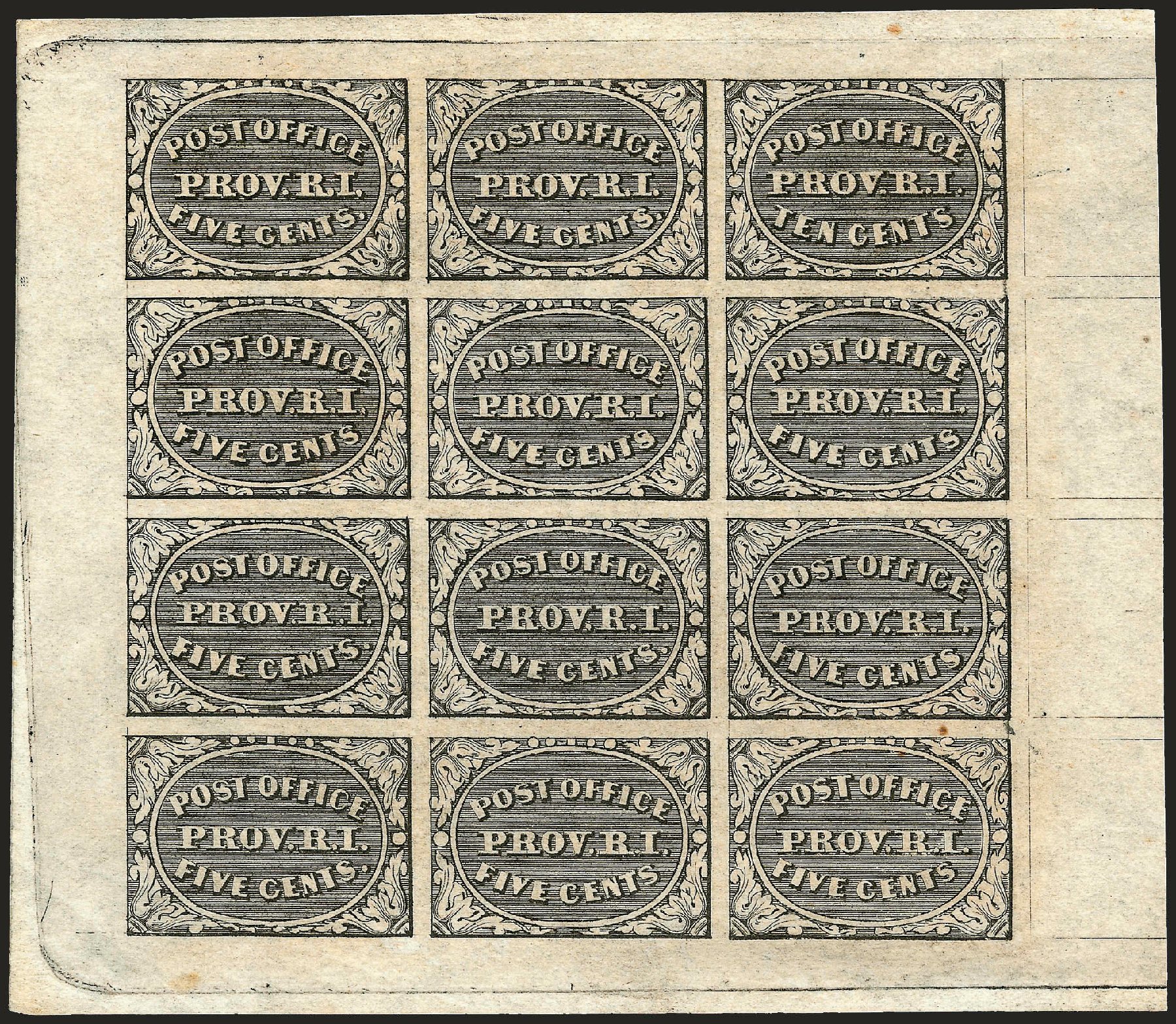 Cost of US Stamp Scott Catalog # 10X2: 1846 5c Providence Postmasters Provisional. Robert Siegel Auction Galleries, Oct 2008, Sale 963, Lot 9