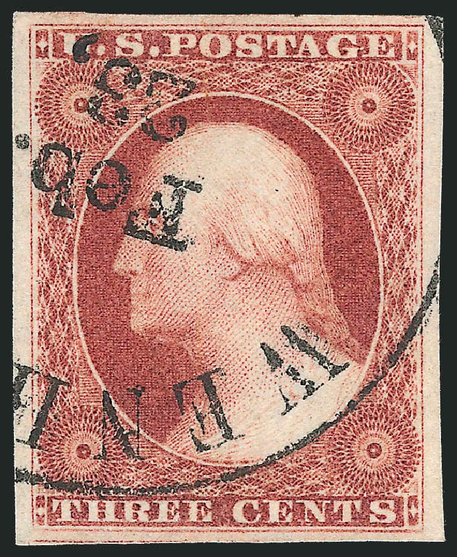 US Stamp Value Scott Catalogue # 11 - 1851 3c Washington. Robert Siegel Auction Galleries, Dec 2011, Sale 1017, Lot 258
