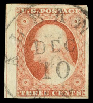 Value of US Stamps Scott Catalogue 11: 3c 1851 Washington. Daniel Kelleher Auctions, Dec 2014, Sale 661, Lot 29