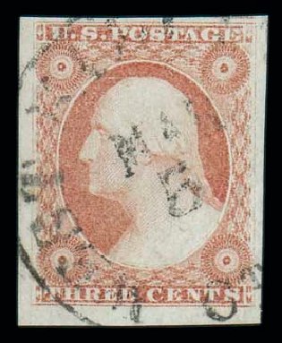US Stamps Prices Scott Catalogue 11: 1851 3c Washington. Matthew Bennett International, Dec 2007, Sale 323, Lot 60