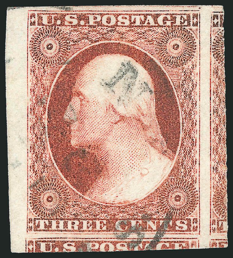 US Stamp Values Scott Catalogue #11 - 1851 3c Washington. Robert Siegel Auction Galleries, Dec 2013, Sale 1062, Lot 91