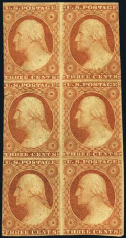 Values of US Stamp Scott Catalog 11: 3c 1851 Washington. Harmer-Schau Auction Galleries, Jan 2013, Sale 96, Lot 404