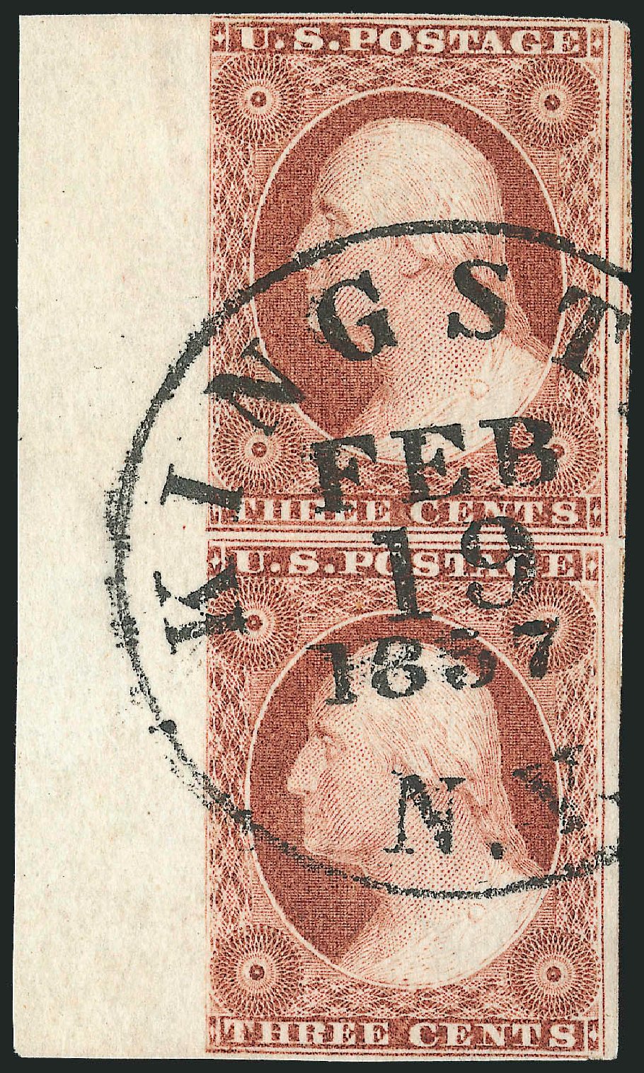 US Stamps Values Scott Catalogue 11 - 1851 3c Washington. Robert Siegel Auction Galleries, Dec 2011, Sale 1017, Lot 444