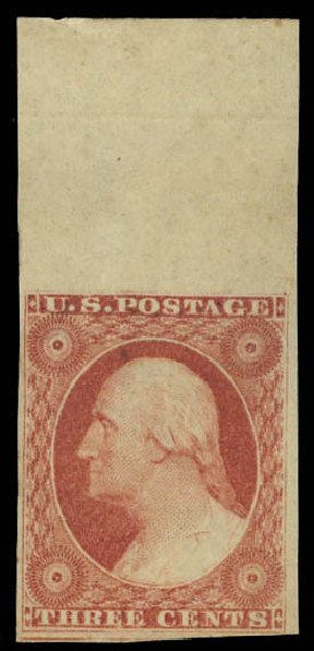 US Stamp Values Scott Catalog 11: 3c 1851 Washington. Daniel Kelleher Auctions, Jun 2012, Sale 630, Lot 1215