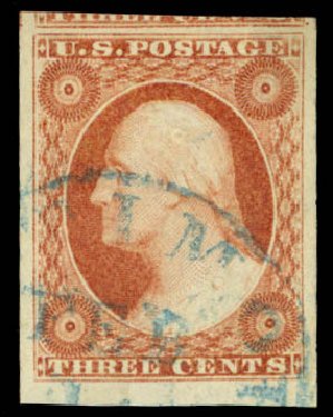 US Stamp Value Scott Catalog 11: 1851 3c Washington. Daniel Kelleher Auctions, Sep 2013, Sale 639, Lot 3115