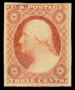 US Stamps Values Scott Catalogue # 11 - 3c 1851 Washington. Daniel Kelleher Auctions, May 2014, Sale 653, Lot 2065