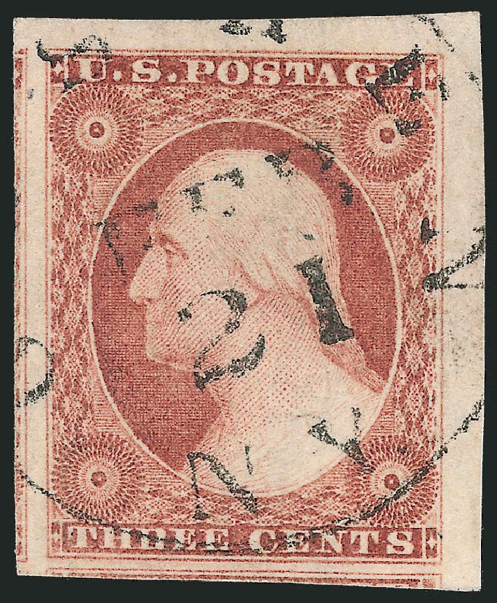 US Stamps Values Scott 11: 1851 3c Washington. Robert Siegel Auction Galleries, Dec 2012, Sale 1037, Lot 1425