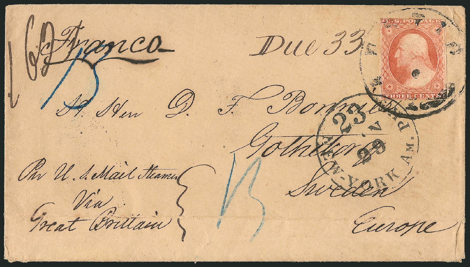 US Stamps Value Scott Catalog #11 - 1851 3c Washington. Robert Siegel Auction Galleries, Oct 2010, Sale 996, Lot 3155