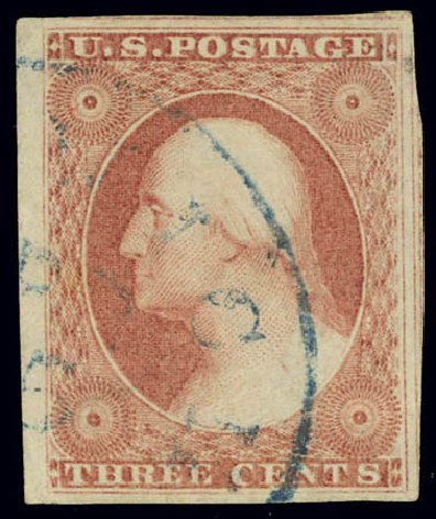 Values of US Stamp Scott Catalog 11 - 3c 1851 Washington. Daniel Kelleher Auctions, Feb 2013, Sale 634, Lot 12