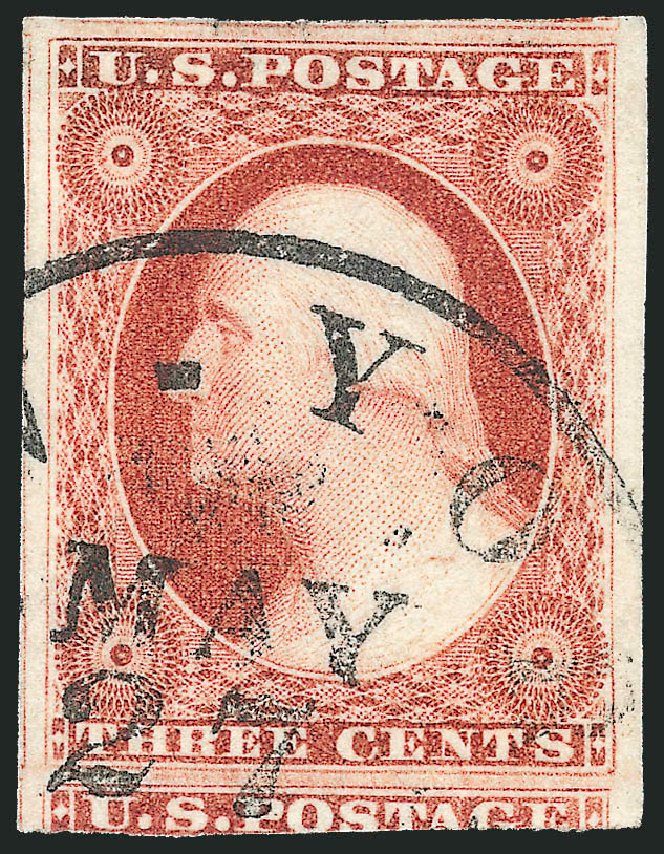 US Stamps Prices Scott 11: 1851 3c Washington. Robert Siegel Auction Galleries, Dec 2011, Sale 1017, Lot 462