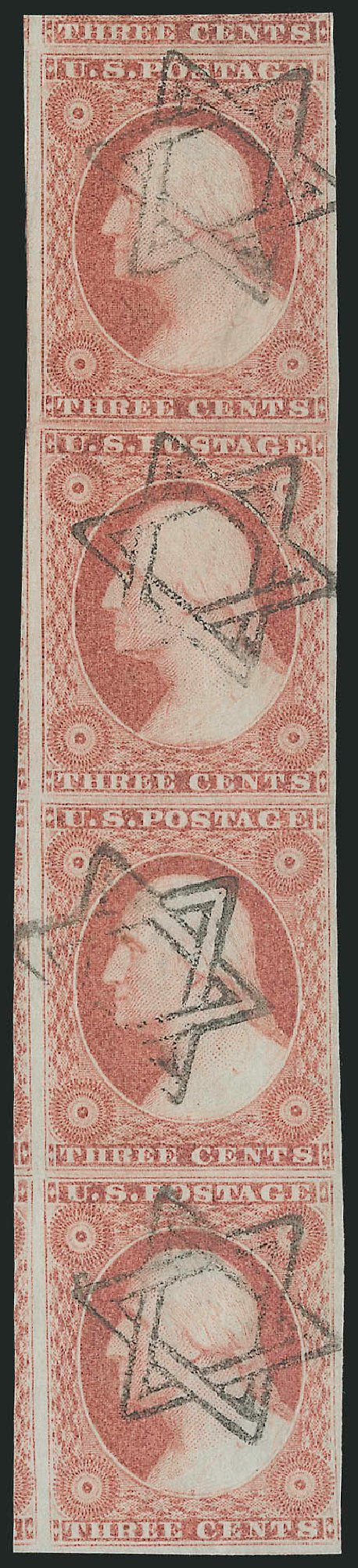 US Stamps Values Scott Cat. 11: 3c 1851 Washington. Robert Siegel Auction Galleries, Jul 2013, Sale 1050, Lot 102