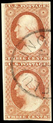US Stamp Values Scott Cat. 11: 1851 3c Washington. Matthew Bennett International, Apr 2008, Sale 326, Lot 33
