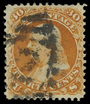 Prices of US Stamps Scott Catalogue #110 - 1875 30c Franklin Without Grill. Daniel Kelleher Auctions, Jul 2011, Sale 625, Lot 737