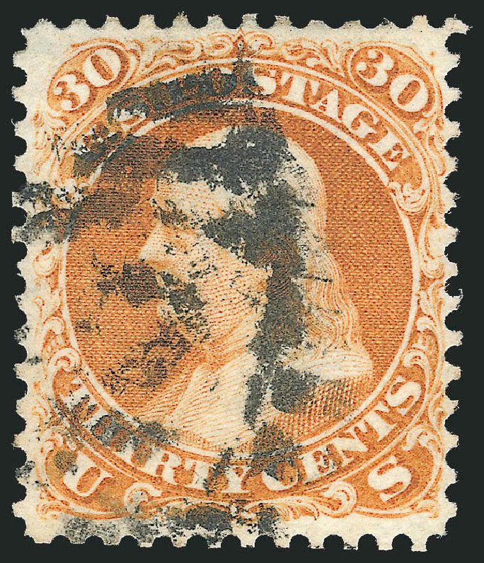 Values of US Stamp Scott Cat. 110: 1875 30c Franklin Without Grill. Robert Siegel Auction Galleries, Nov 2012, Sale 1034, Lot 119