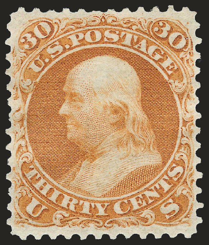 Values of US Stamp Scott Catalogue 110 - 30c 1875 Franklin Without Grill. Robert Siegel Auction Galleries, Apr 2009, Sale 972, Lot 3110