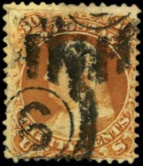 Prices of US Stamps Scott Cat. 110 - 30c 1875 Franklin Without Grill. Harmer-Schau Auction Galleries, Feb 2012, Sale 92, Lot 914