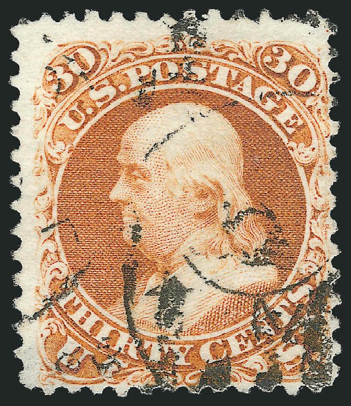 Price of US Stamp Scott #110: 1875 30c Franklin Without Grill. Robert Siegel Auction Galleries, Sep 2010, Sale 993, Lot 514