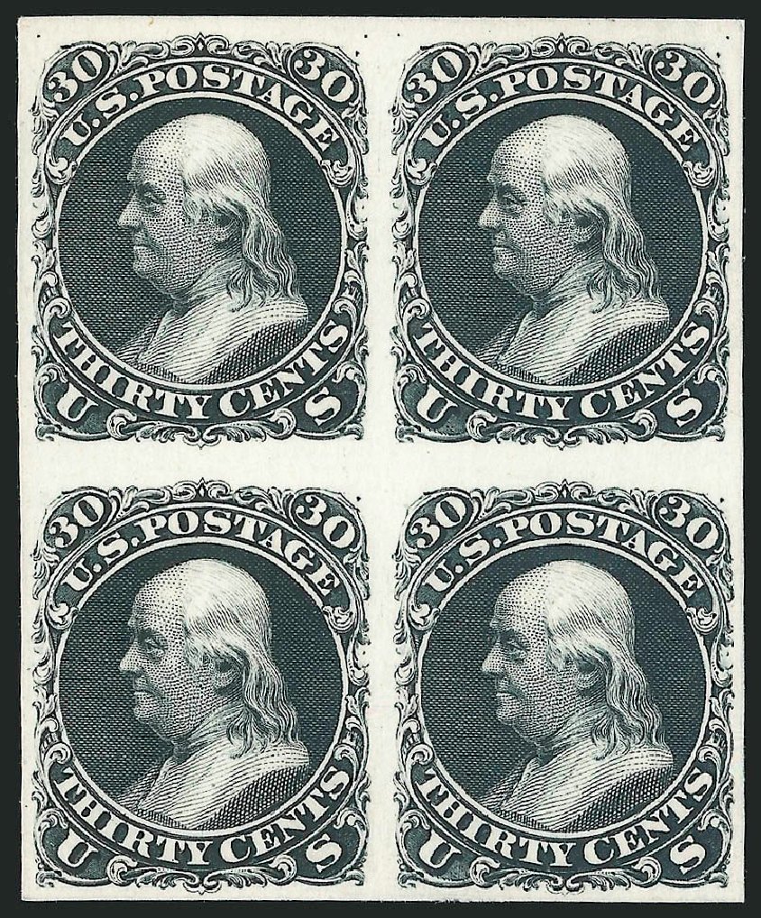 Values of US Stamps Scott 110: 30c 1875 Franklin Without Grill. Robert Siegel Auction Galleries, Oct 2014, Sale 1082, Lot 85