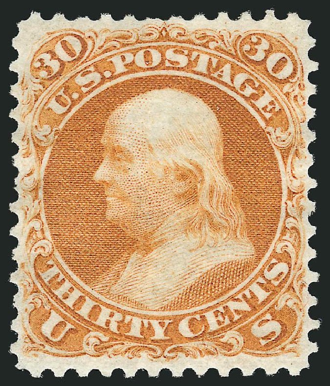 Costs of US Stamps Scott #110 - 1875 30c Franklin Without Grill. Robert Siegel Auction Galleries, May 2013, Sale 1044, Lot 96