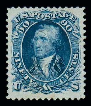 Value of US Stamps Scott Catalogue 111 - 90c 1875 Washington Without Grill. Matthew Bennett International, Jun 2007, Sale 319, Lot 1148