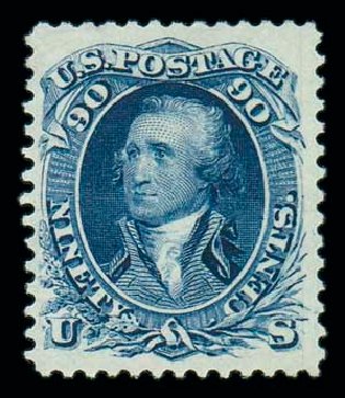 Price of US Stamp Scott Cat. 111 - 90c 1875 Washington Without Grill. Matthew Bennett International, Dec 2007, Sale 325, Lot 1572