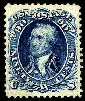 US Stamp Value Scott Cat. #111: 1875 90c Washington Without Grill. Matthew Bennett International, May 2008, Sale 327, Lot 112