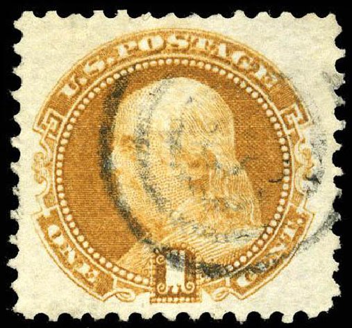 Values of US Stamp Scott Catalogue 112: 1c 1869 Pictorial Franklin. Matthew Bennett International, Apr 2008, Sale 326, Lot 117