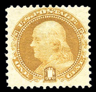 Cost of US Stamp Scott # 112 - 1869 1c Pictorial Franklin. Matthew Bennett International, Sep 2010, Sale 333, Lot 3487