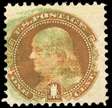 Value of US Stamp Scott Catalog #112: 1c 1869 Pictorial Franklin. Cherrystone Auctions, Jan 2009, Sale 200901, Lot 125