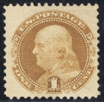 Value of US Stamps Scott #112: 1869 1c Pictorial Franklin. Cherrystone Auctions, Mar 2008, Sale 200803, Lot 132
