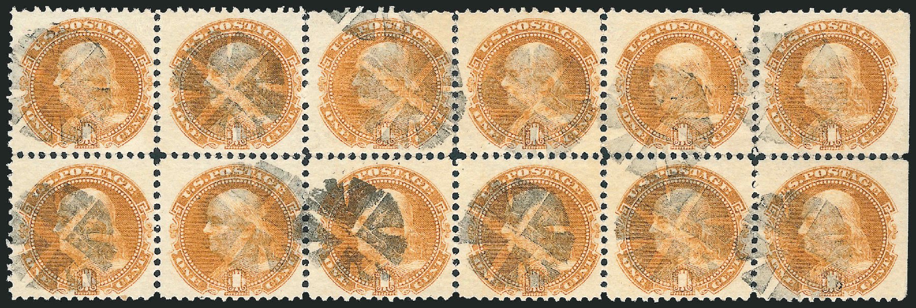 US Stamp Price Scott Cat. # 112 - 1c 1869 Pictorial Franklin. Robert Siegel Auction Galleries, Mar 2011, Sale 1004, Lot 12
