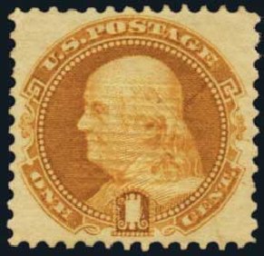 US Stamp Value Scott Catalogue # 112: 1869 1c Pictorial Franklin. Harmer-Schau Auction Galleries, Oct 2011, Sale 91, Lot 193
