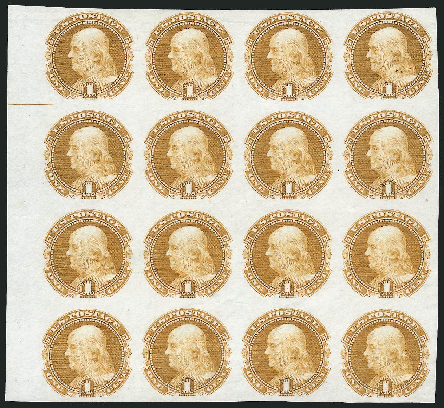Values of US Stamp Scott Catalogue #112 - 1869 1c Pictorial Franklin. Robert Siegel Auction Galleries, Dec 2012, Sale 1037, Lot 1123