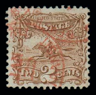 Costs of US Stamp Scott # 113: 2c 1869 Pictorial Horse Rider. Matthew Bennett International, Dec 2007, Sale 323, Lot 267