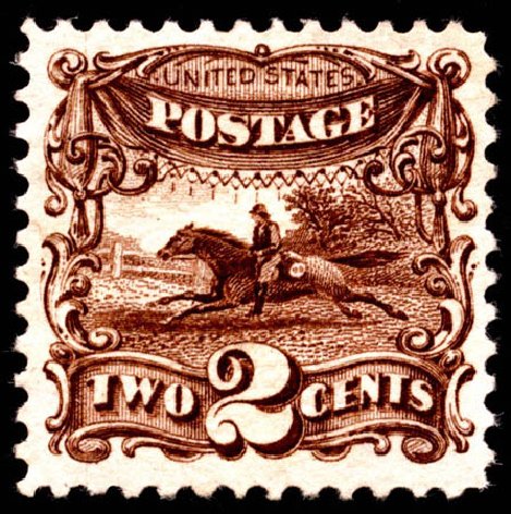 Value of US Stamps Scott Cat. #113 - 1869 2c Pictorial Horse Rider. Matthew Bennett International, Jun 2008, Sale 328, Lot 607