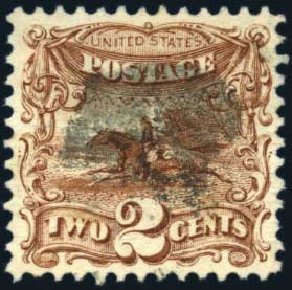 US Stamp Price Scott Catalog #113: 2c 1869 Pictorial Horse Rider. Harmer-Schau Auction Galleries, Jun 2008, Sale 78, Lot 1347