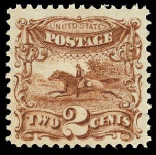 Prices of US Stamp Scott Catalog #113: 2c 1869 Pictorial Horse Rider. Daniel Kelleher Auctions, Oct 2014, Sale 660, Lot 2127