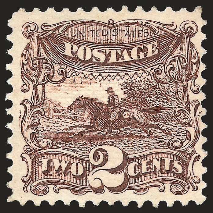 US Stamp Value Scott Cat. # 113: 1869 2c Pictorial Horse Rider. Robert Siegel Auction Galleries, Jun 2010, Sale 992, Lot 2177