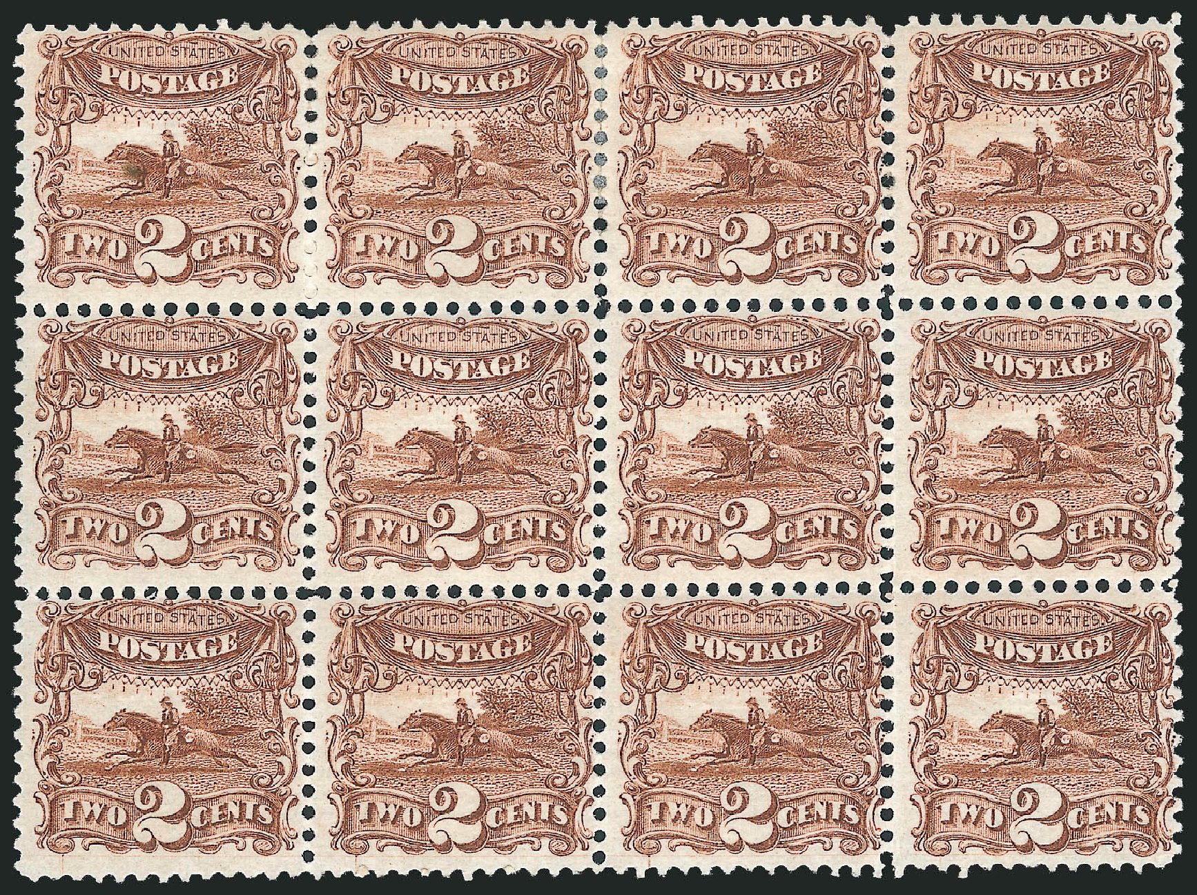 Value of US Stamp Scott Catalogue # 113: 1869 2c Pictorial Horse Rider. Robert Siegel Auction Galleries, Mar 2011, Sale 1004, Lot 18