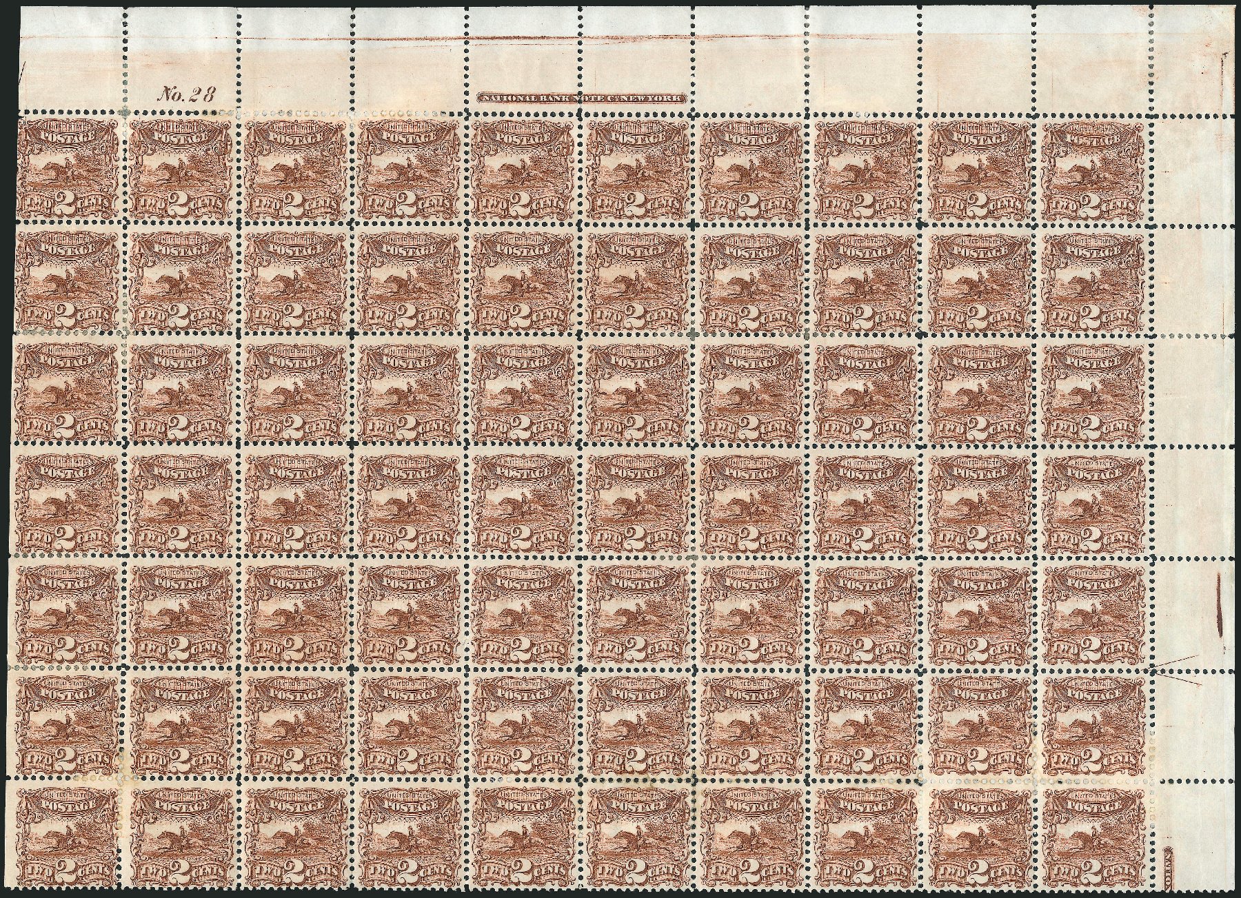 Values of US Stamp Scott Catalogue #113: 1869 2c Pictorial Horse Rider. Robert Siegel Auction Galleries, Jun 2011, Sale 1010, Lot 58