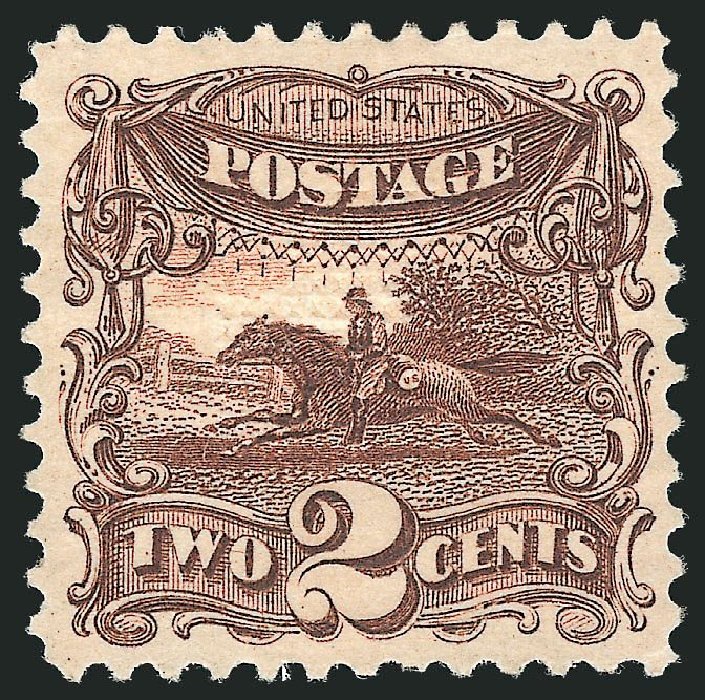 US Stamp Values Scott # 113: 1869 2c Pictorial Horse Rider. Robert Siegel Auction Galleries, Nov 2013, Sale 1057, Lot 678