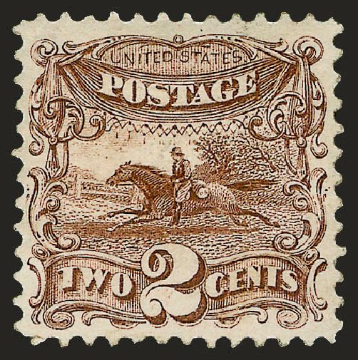 Cost of US Stamp Scott Cat. #113: 2c 1869 Pictorial Horse Rider. Robert Siegel Auction Galleries, Jun 2009, Sale 975, Lot 1338
