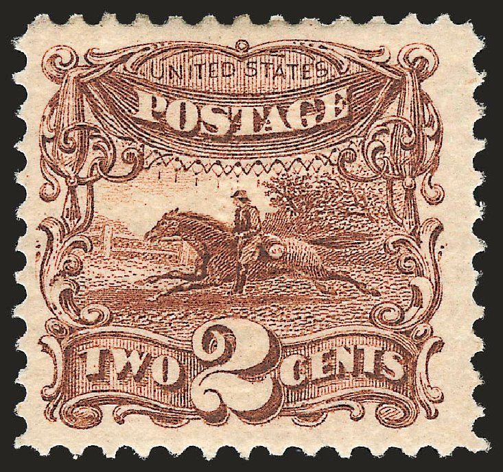 Costs of US Stamps Scott # 113: 1869 2c Pictorial Horse Rider. Robert Siegel Auction Galleries, Apr 2010, Sale 984, Lot 368