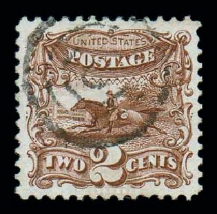 US Stamp Prices Scott 113: 1869 2c Pictorial Horse Rider. Matthew Bennett International, Dec 2007, Sale 323, Lot 259