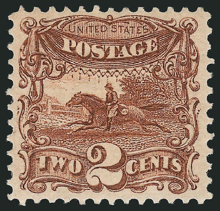 US Stamps Values Scott 113 - 2c 1869 Pictorial Horse Rider. Robert Siegel Auction Galleries, Mar 2011, Sale 1007, Lot 2269